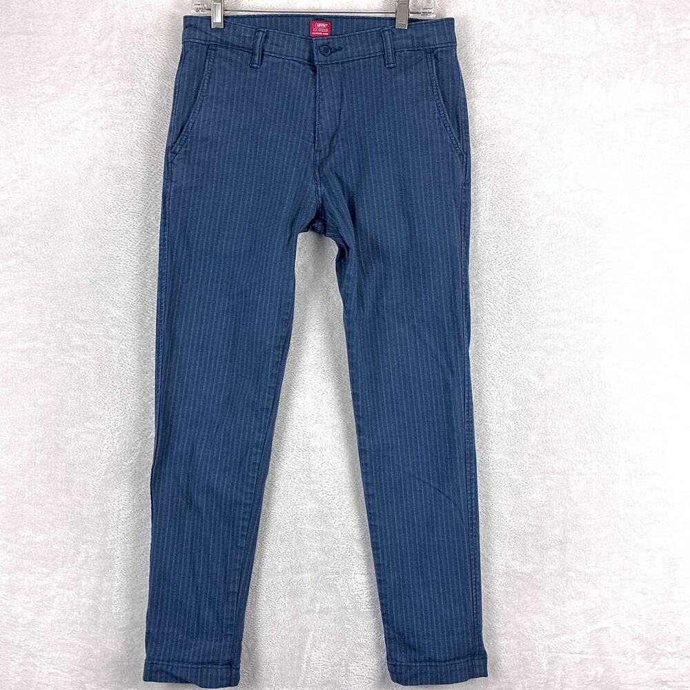 Levis XX Chino Pants Men 30x32 (30x31) Blue Pinstripe Standard Taper Preppy